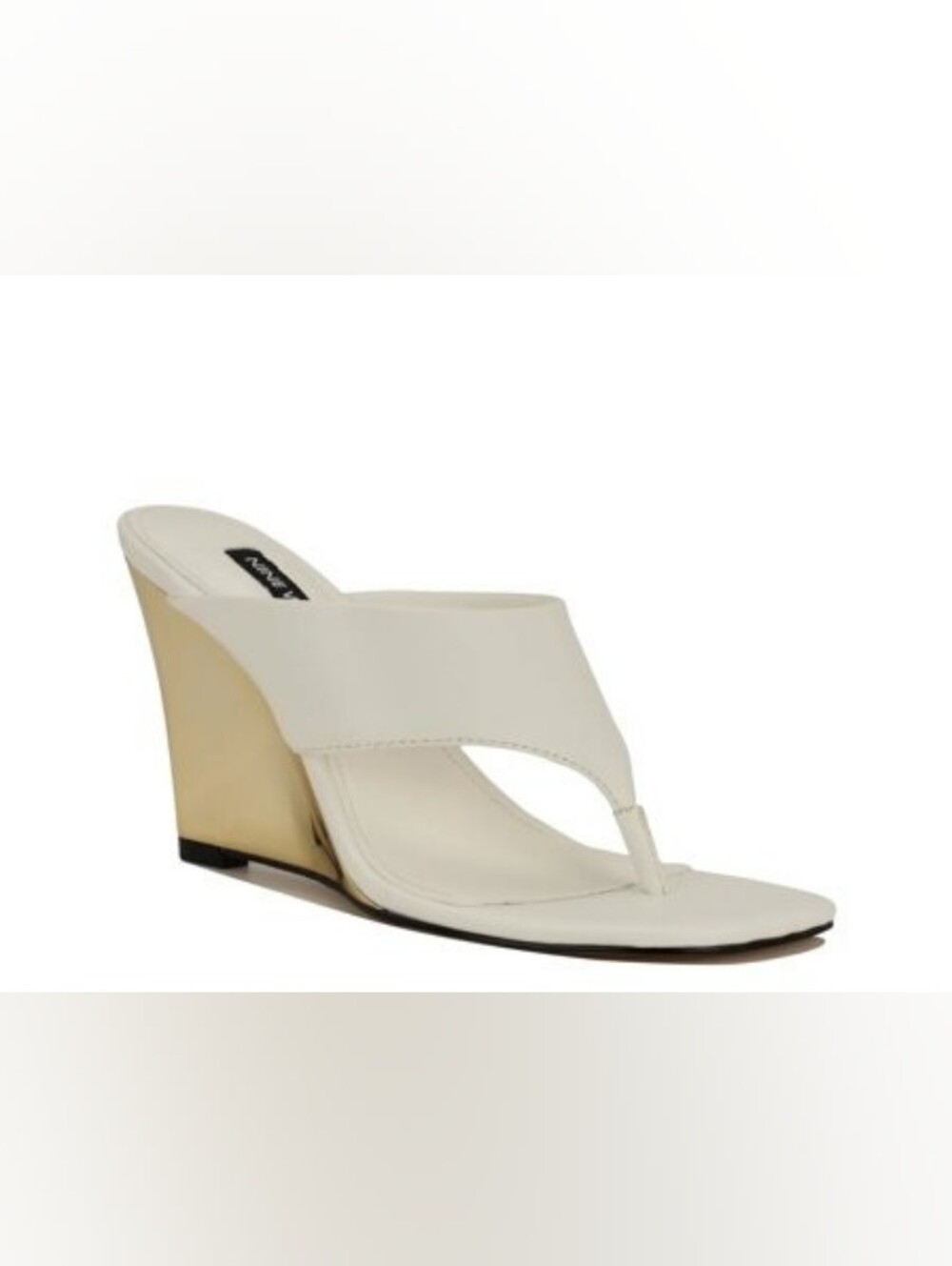 Nine West White Woman Leather Thong Mules